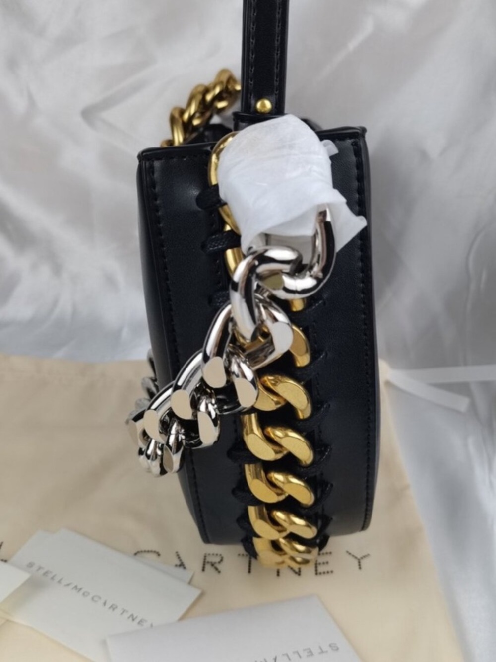 Stella McCartneyđź’• Black Shoulder Bag with Gold & Silver Chain - Picture 7 of 7